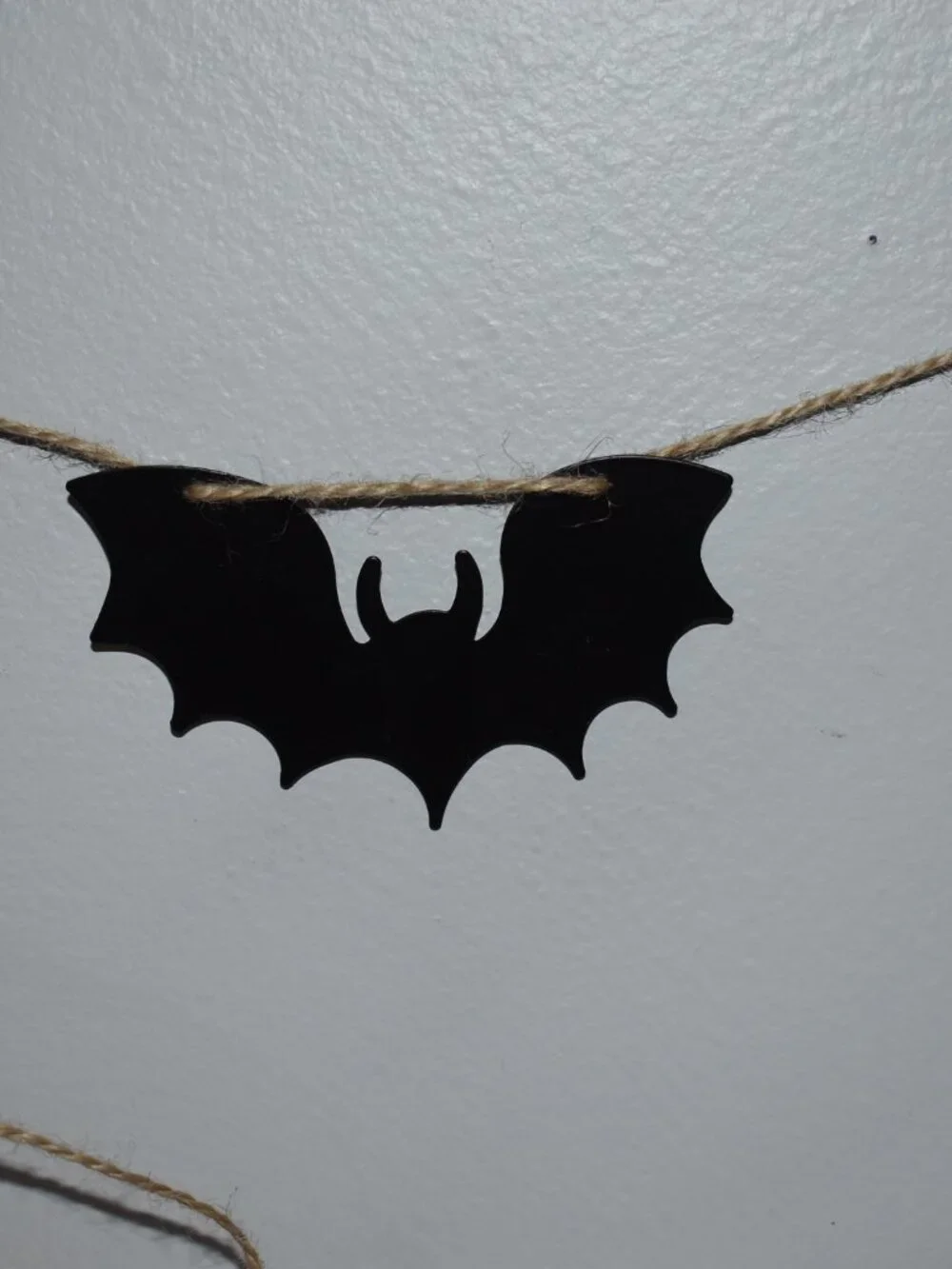 Rustic Cottage Farmhouse Black Metal Bats Jute Rope Garland Fall Halloween Decor